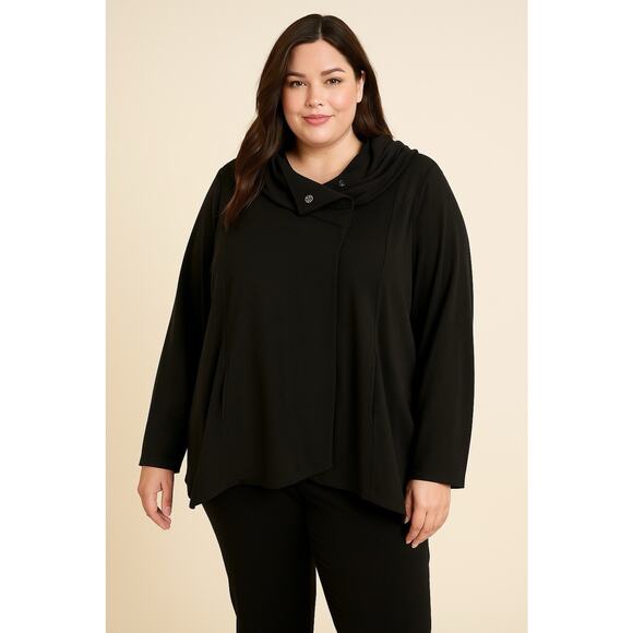 Eileen Fisher High Collar Jacket Size 2X Black Organic Cotton Classic Mature NWT - Picture 1 of 16